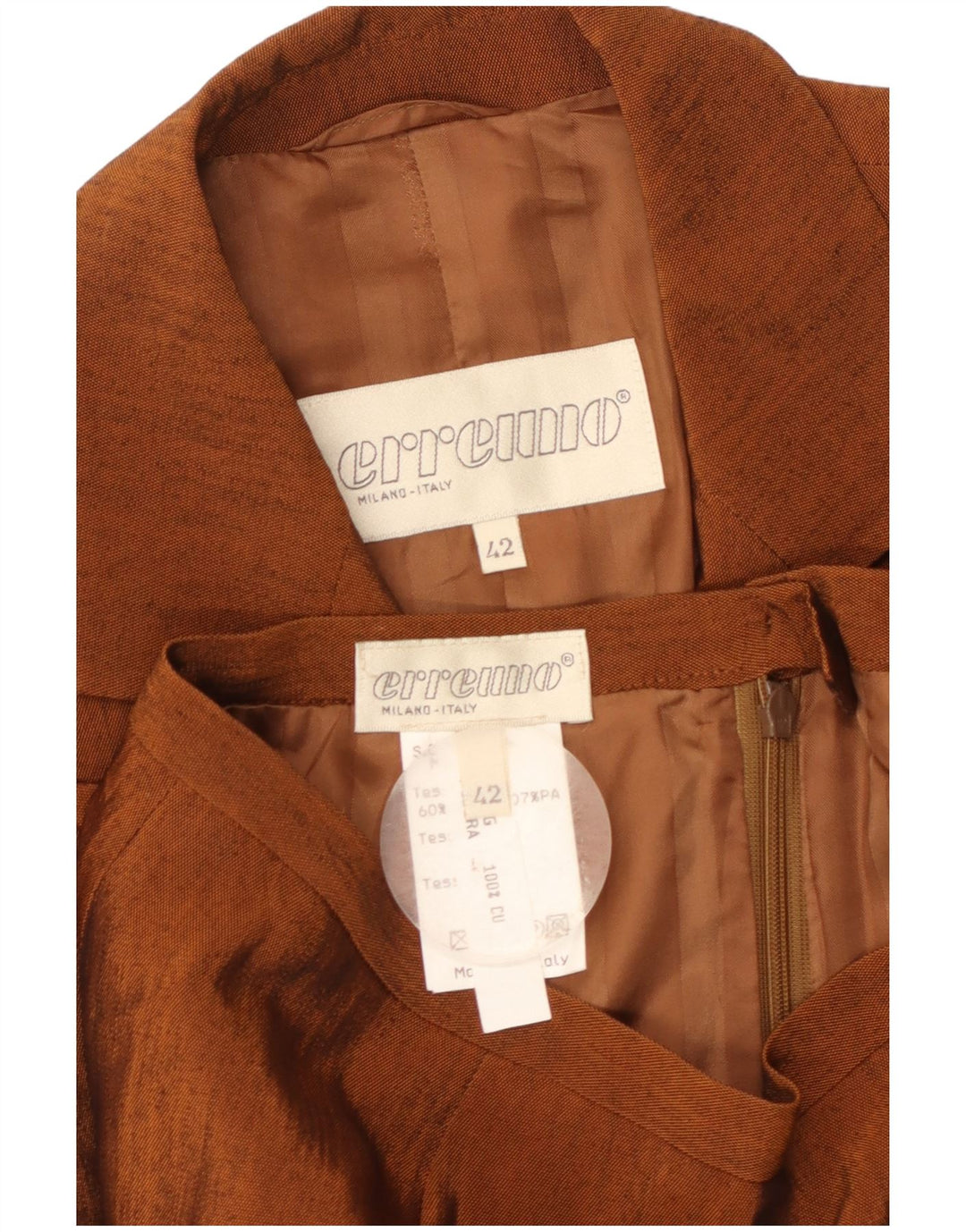 Erreuno Женский комплект из 2 предметов юбки на 1 пуговице IT 42 Medium W26 Коричневый ацетат