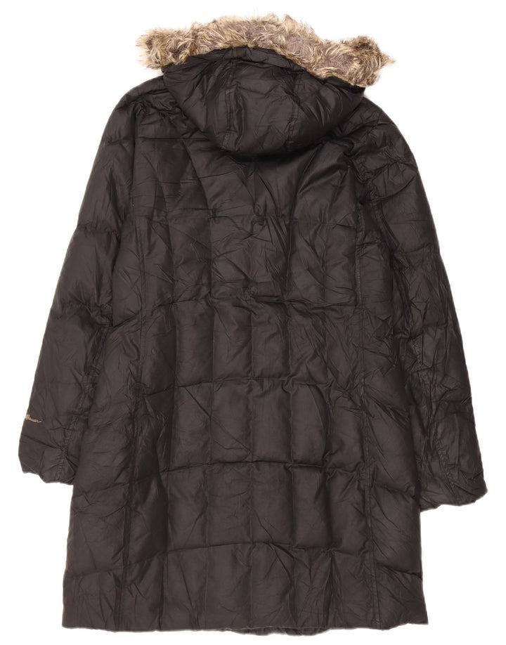 Женское стеганое пальто с капюшоном Eddie Bauer UK 14, средний черный, полиэстер