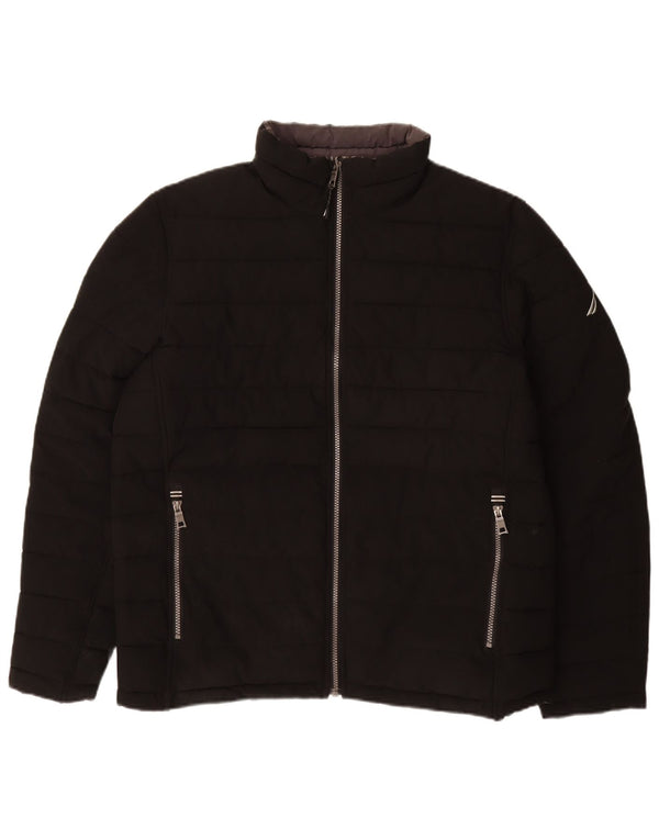 Мужская двусторонняя стеганая куртка NAUTICA UK 40, большая, черная, полиэстер