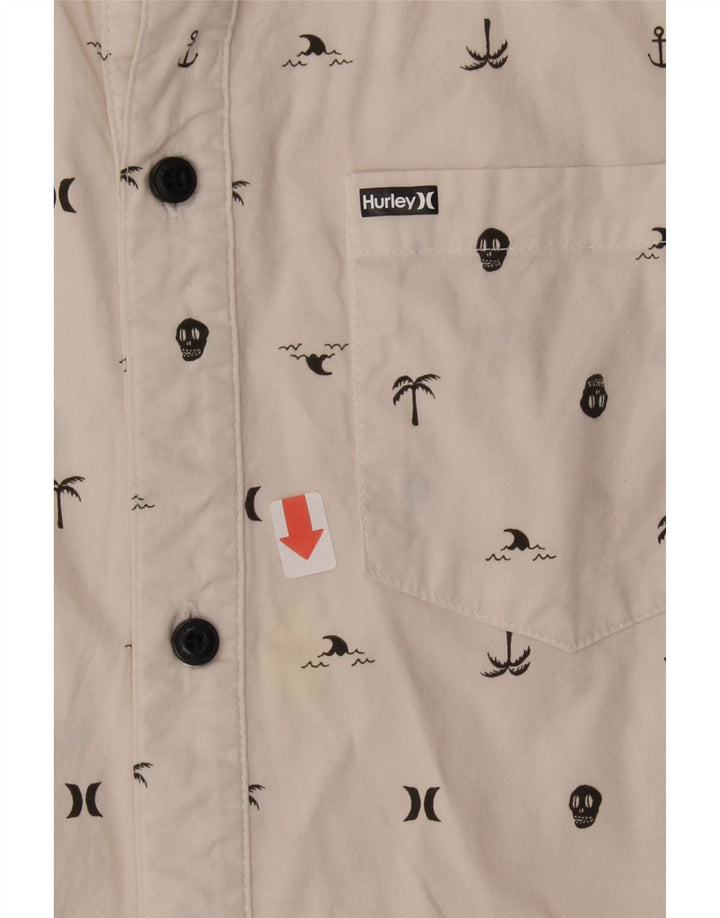 HURLEY Boys Abstract Pattern Short Sleeve Shirt 14-15 Years XL Beige Vintage Hurley and Second-Hand Hurley from Messina Hembry 