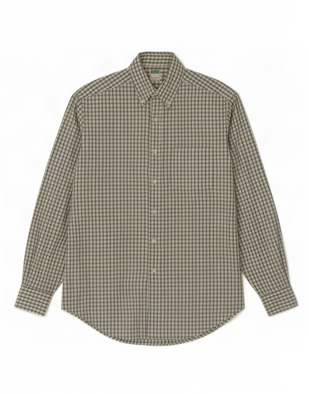 Мужская рубашка Benetton в зеленую клетку, хлопок среднего размера