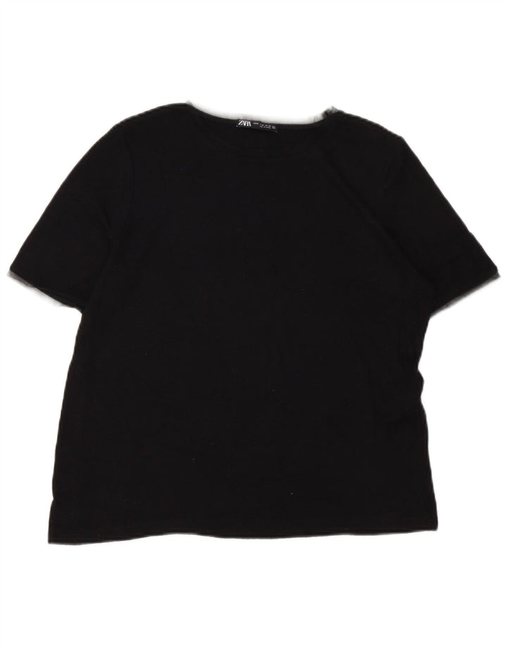 Женская футболка Zara Top UK 12 Medium, черная из вискозы