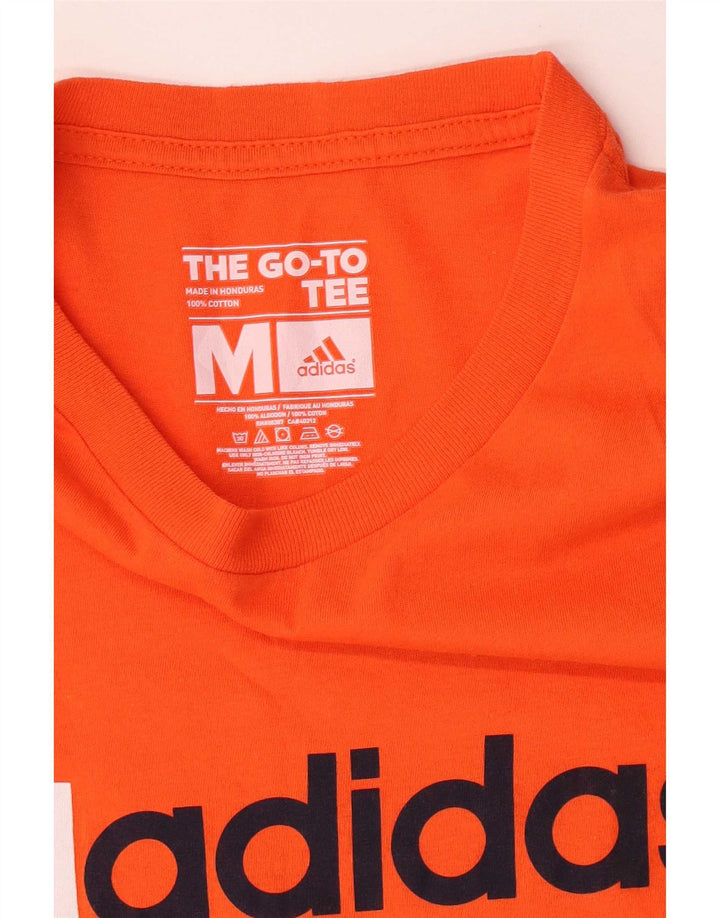 Мужская футболка Adidas с рисунком, хлопковый топ среднего оранжевого цвета