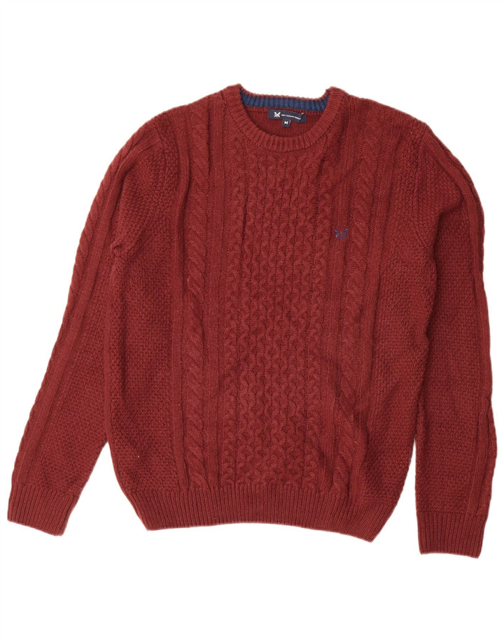 Мужской джемпер с воротником Crew Clothing, средний темно-бордовый акриловый свитер