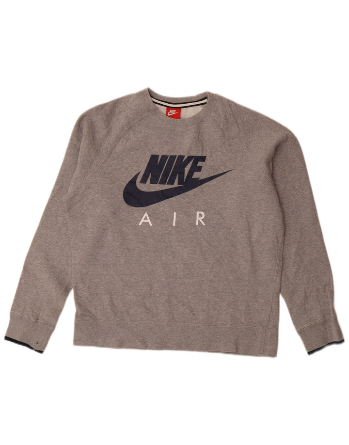 Мужской свитшот с рисунком Nike, хлопковый джемпер среднего серого цвета с крапинками