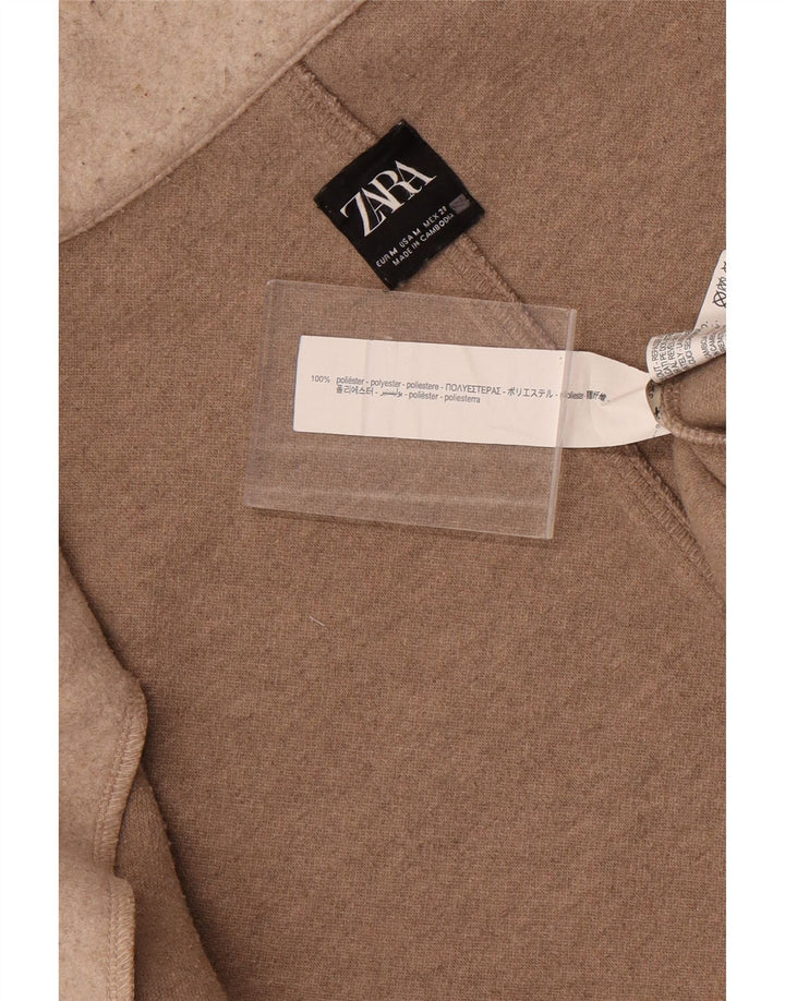 Женское открытое пальто Zara UK 14, полиэстер среднего серого цвета
