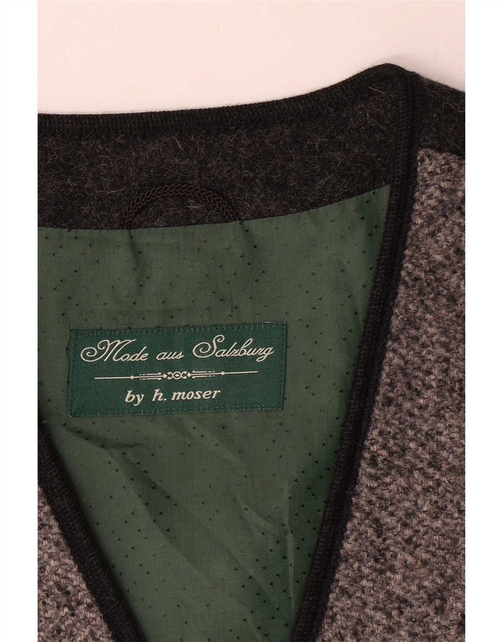Винтажный женский жилет с рисунком IT 42, средний серый цвет шерсти с цветными блоками