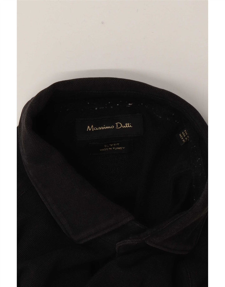 Мужская рубашка приталенного кроя Massimo Dutti XL черная