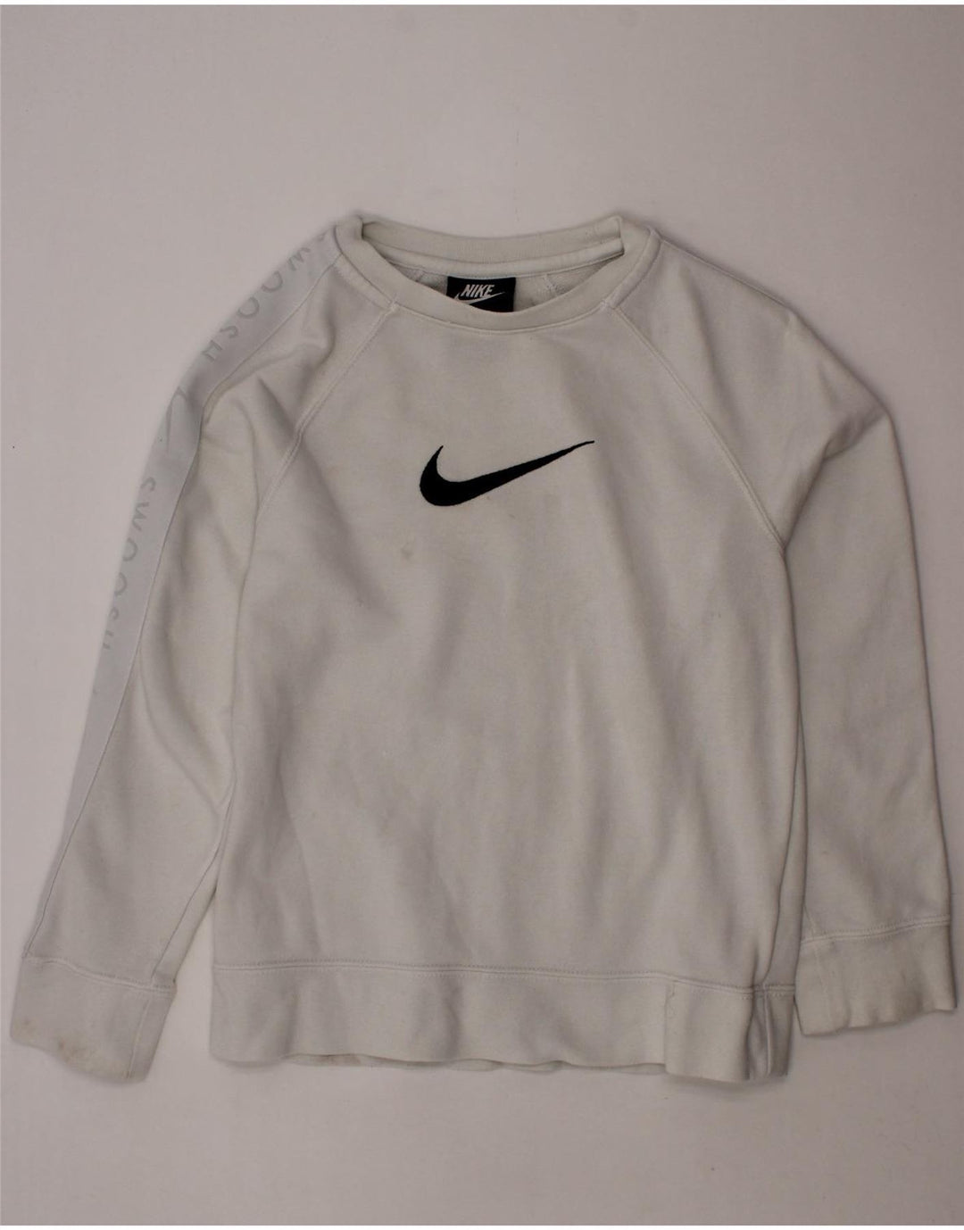 Джемпер стандартного кроя NIKE для мальчиков с логотипом Swoosh, 8–9 лет, маленький белый