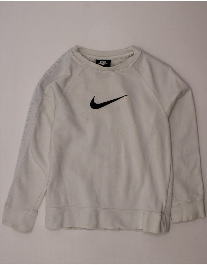 Джемпер стандартного кроя NIKE для мальчиков с логотипом Swoosh, 8–9 лет, маленький белый