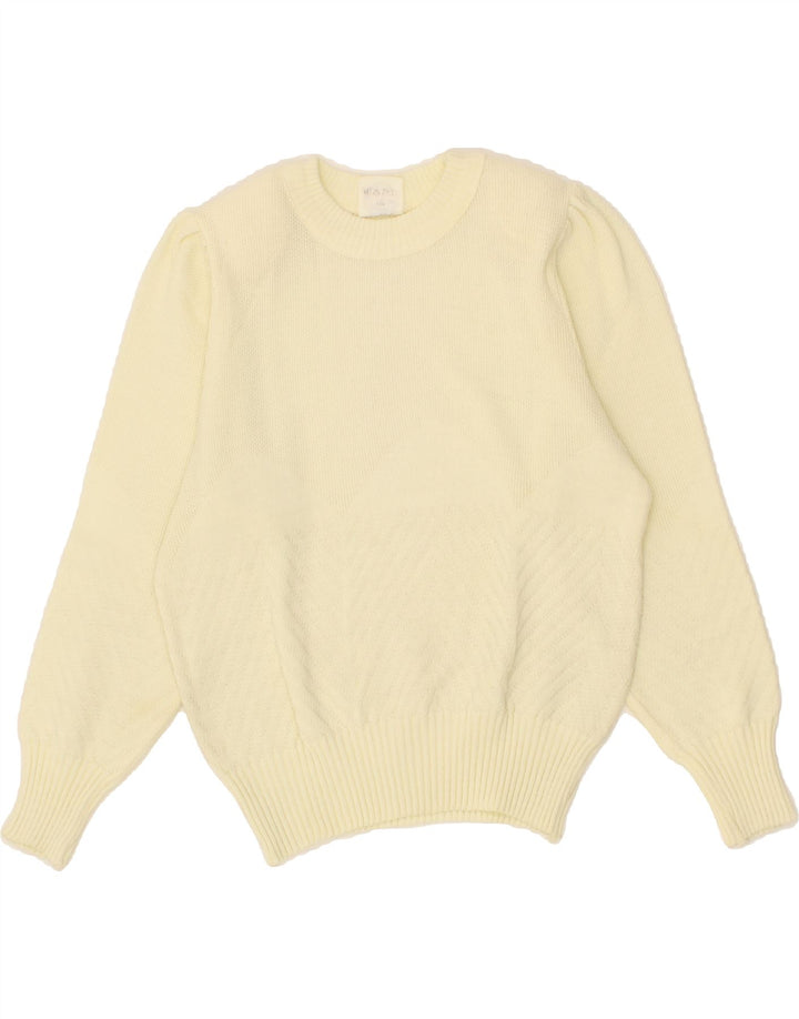 VINTAGE Womens Crew Neck Jumper Sweater UK 12 Medium Yellow Vintage Vintage and Second-Hand Vintage from Messina Hembry 