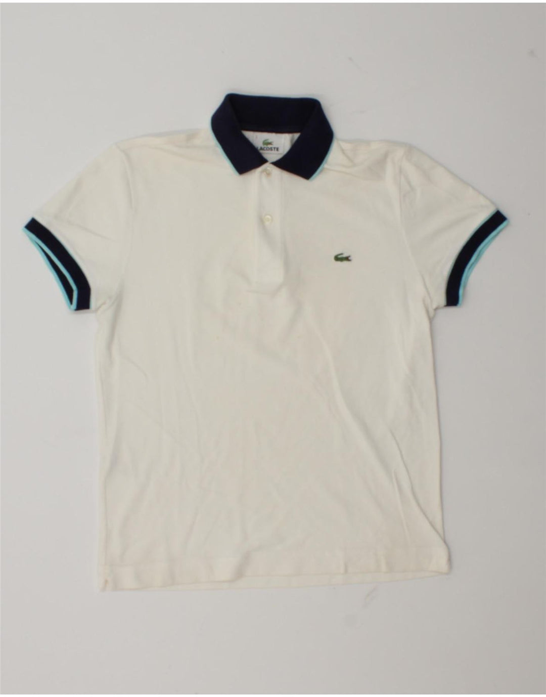 Мужская рубашка-поло для регби Lacoste, размер 3, маленькая, белый хлопок