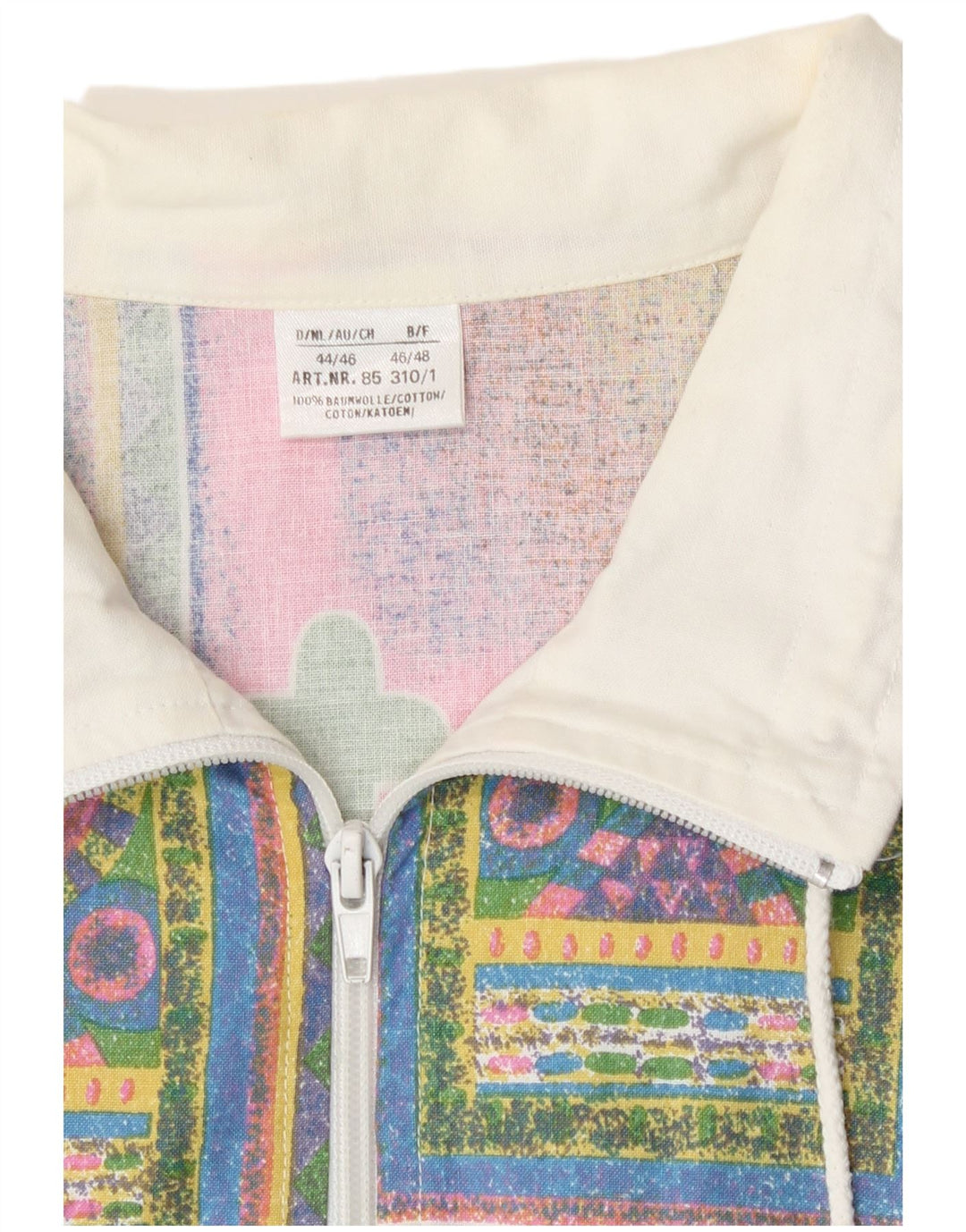 Винтажный мужской спортивный костюм с абстрактным узором, верхняя куртка EU 44/46, маленький белый цвет