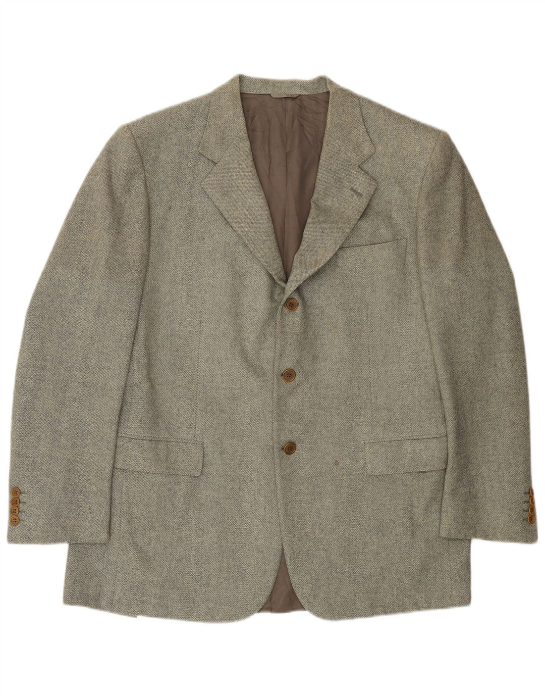 Мужской пиджак на 3 пуговицах Etro IT 54 2XL, зеленый, шерсть с узором «в елочку»