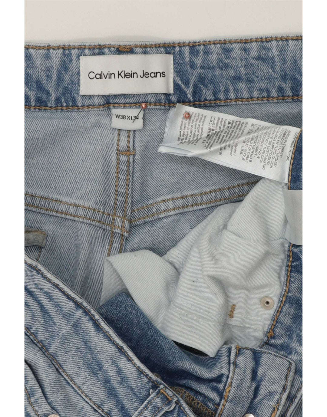 Мужские узкие джинсы Calvin Klein W38 L32, синий хлопок