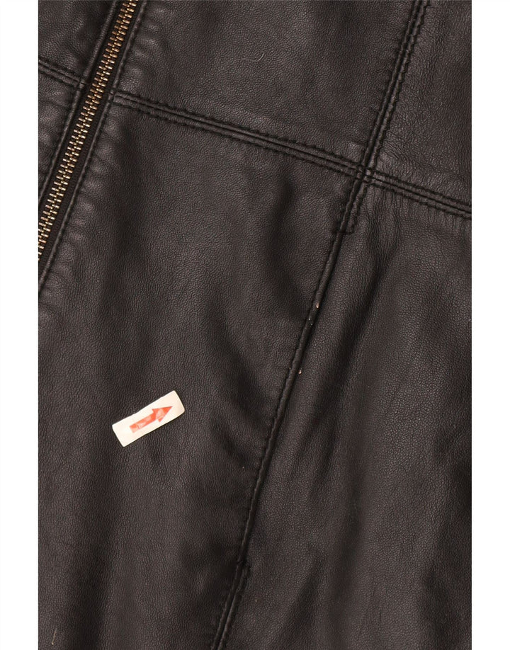 Женское кожаное пальто Tommy Hilfiger UK 16, большое черное кожаное