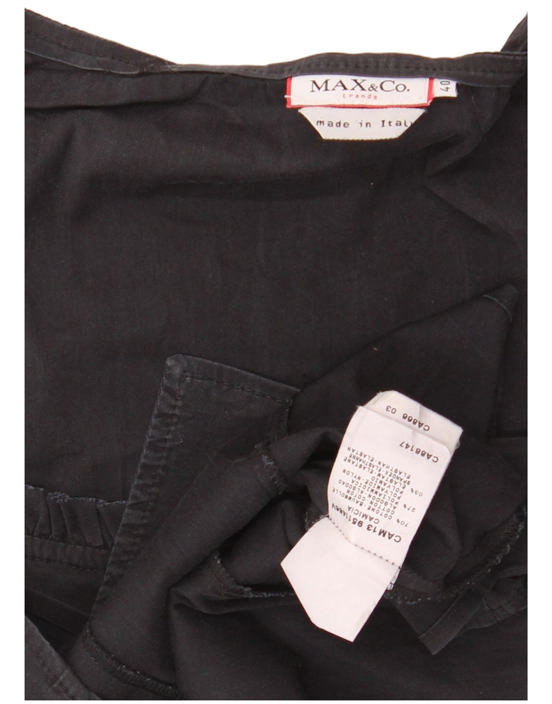 Женская укороченная рубашка-блузка с оборками спереди MAX & CO. IT 40, маленькая, черный хлопок