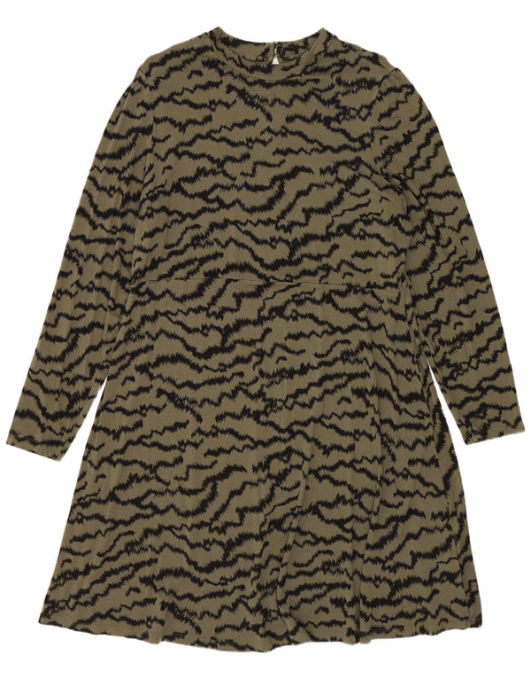Женское платье трапециевидного силуэта Marks & Spencer UK 16, большой цвет хаки с животным принтом