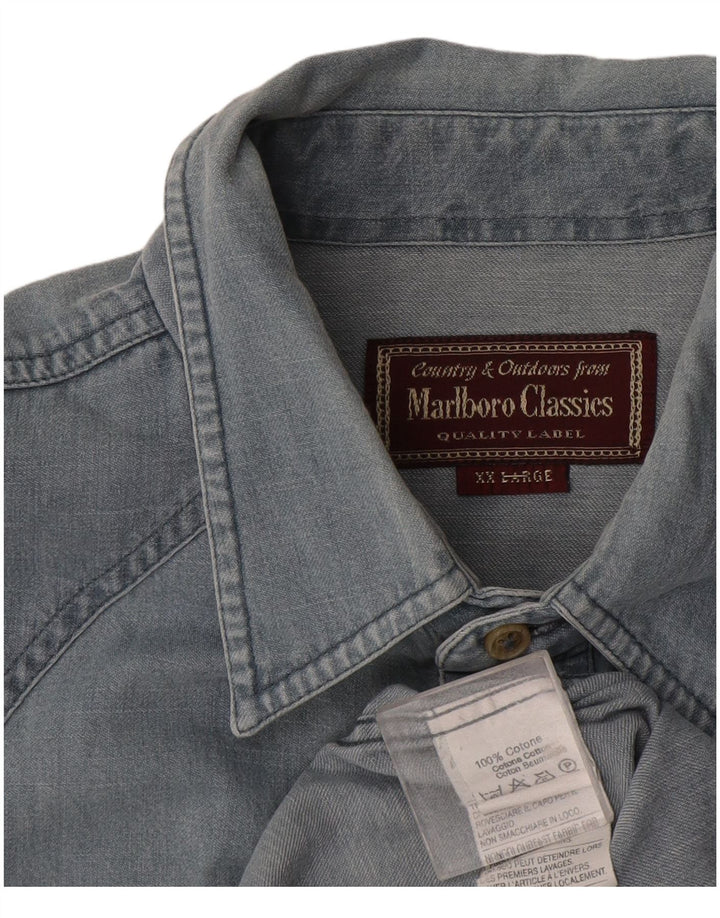 Мужская джинсовая рубашка Marlboro Classics 2XL, синяя, хлопок