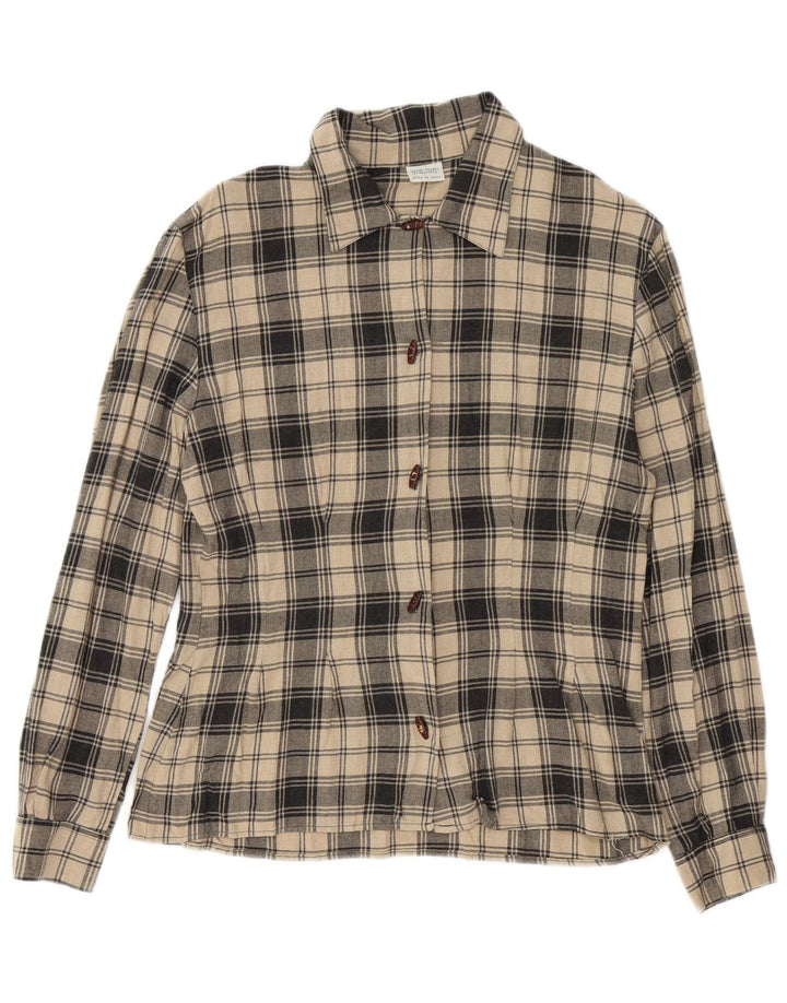 Рубашка женская Benetton IT 44 Medium Бежевая в клетку из вискозы