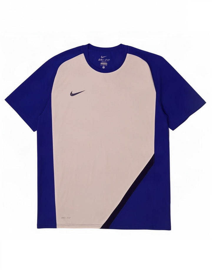 Мужская футболка Nike Dri Fit Top XL, синяя, полиэстер с цветными блоками