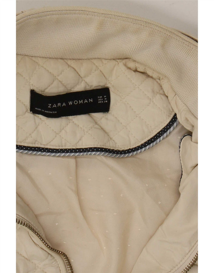 Женская стеганая куртка Zara UK 12 Medium Off White