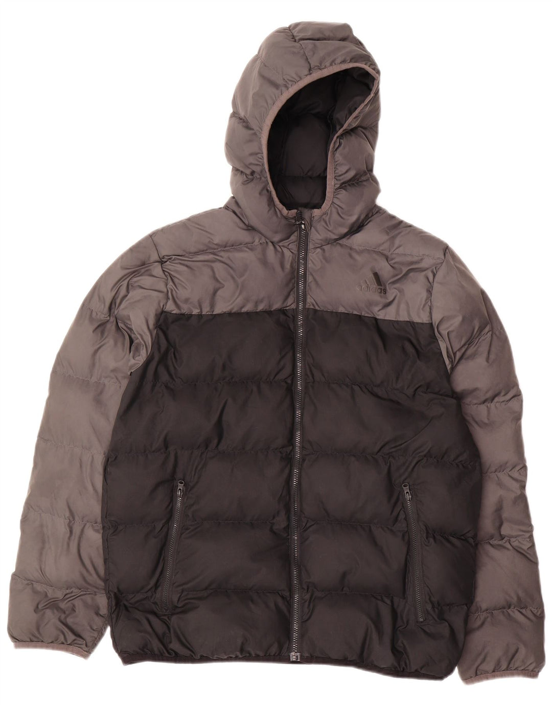 Утепленная куртка Adidas с капюшоном для мальчиков 13–14 лет, черная, полиэстер с цветными блоками