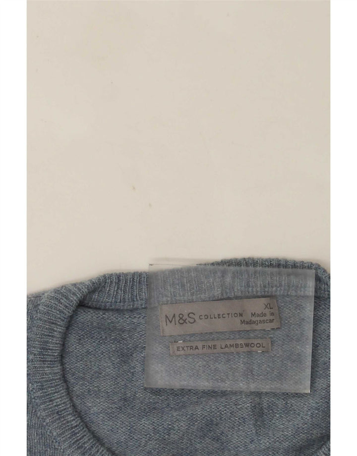 Мужской джемпер с круглым вырезом Marks & Spencer XL, синий шерсть