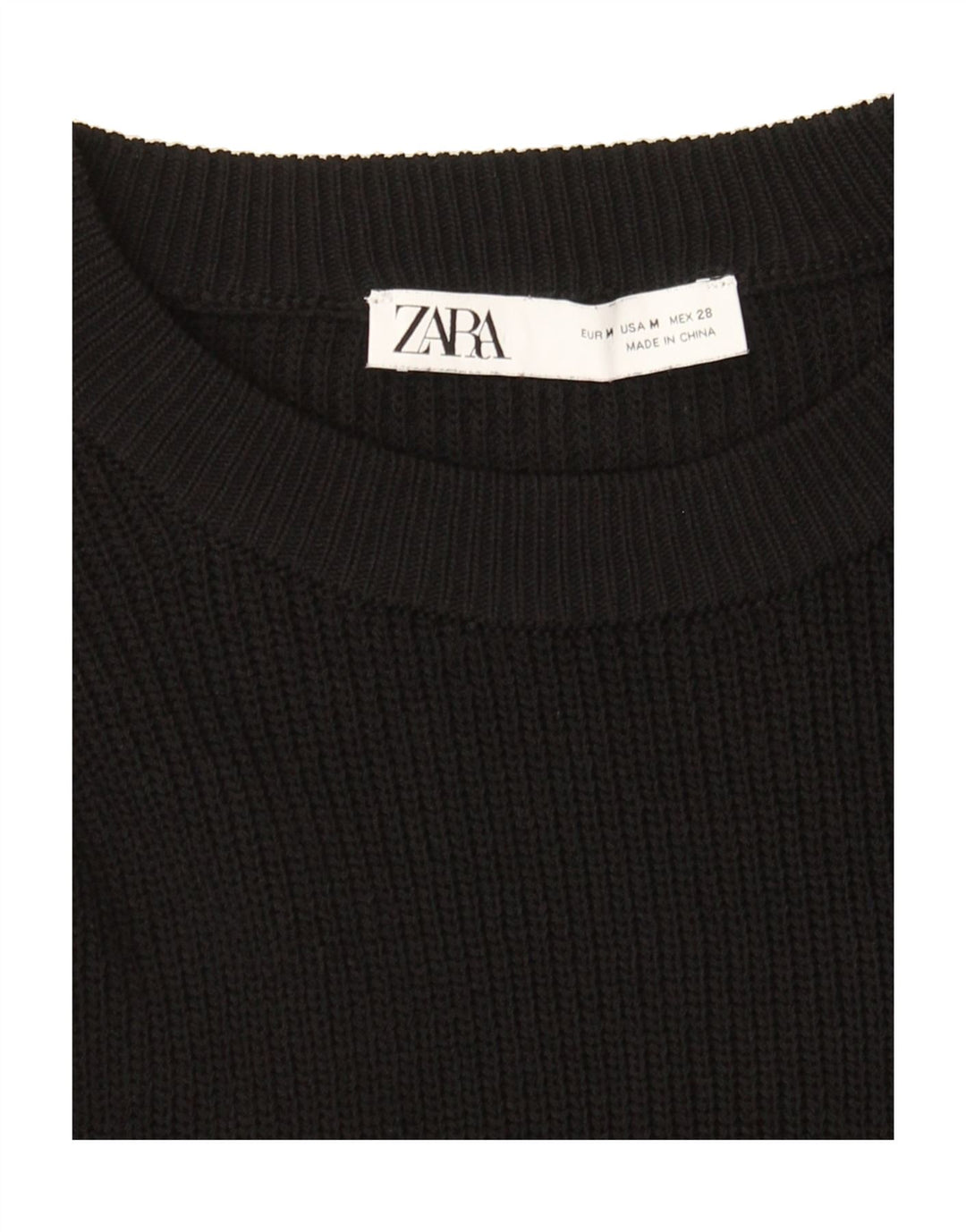 ZARA Womens Crew Neck Jumper Sweater UK 12 Medium Black Vintage Zara and Second-Hand Zara from Messina Hembry 