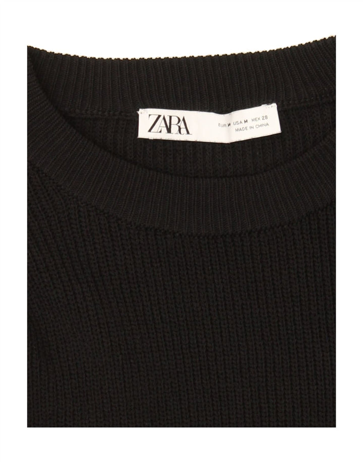 ZARA Womens Crew Neck Jumper Sweater UK 12 Medium Black Vintage Zara and Second-Hand Zara from Messina Hembry 