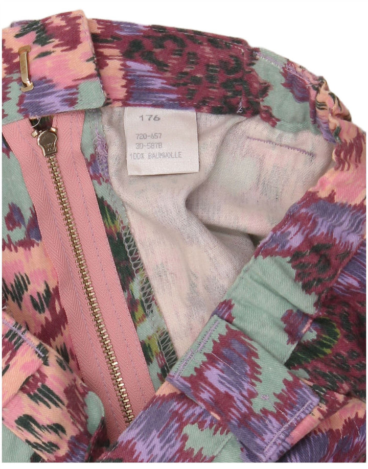 ВИНТАЖНАЯ женская прямая юбка с высокой талией W28, хлопок среднего зеленого цвета с цветочным принтом