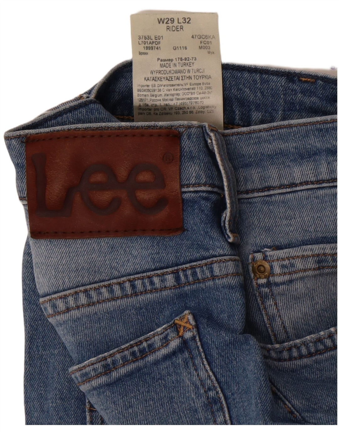 Мужские джинсы Lee Rider Slim W29 L32, синий хлопок