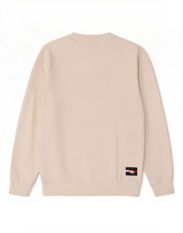 Мужской свитшот с рисунком Tommy Hilfiger, хлопковый джемпер среднего размера белого цвета