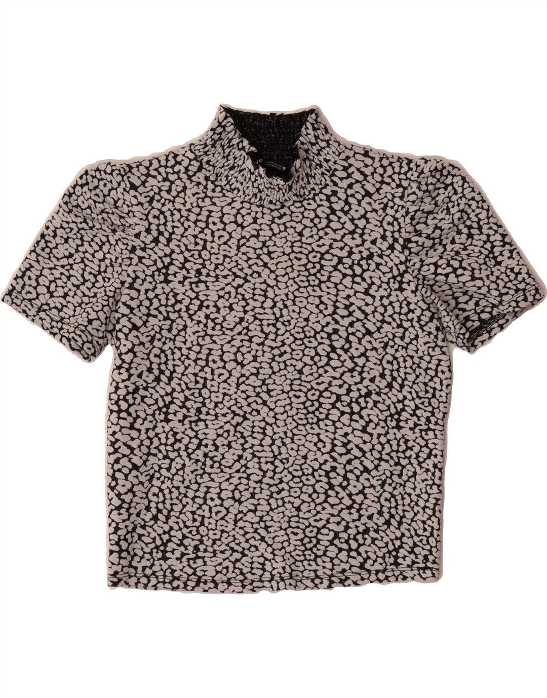 ZARA Womens Crop Blouse Top UK 12 Medium Black Animal Print Vintage Zara and Second-Hand Zara from Messina Hembry 