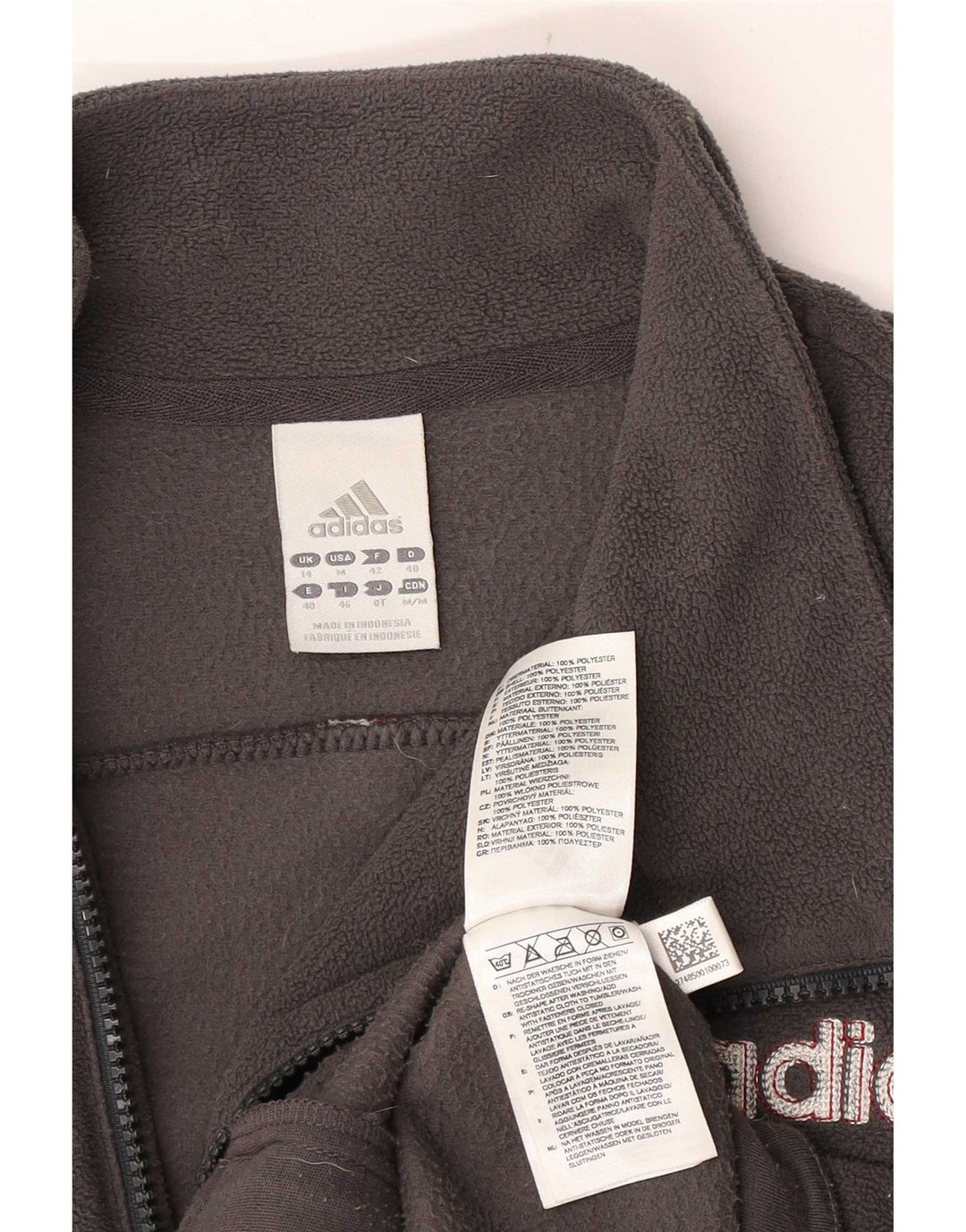 Женская флисовая куртка Adidas с графическим рисунком UK 14, средний серый полиэстер