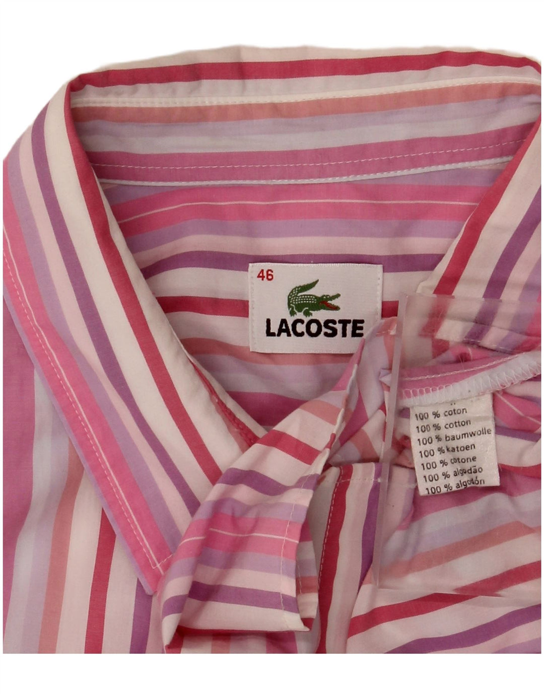 Lacoste Женская рубашка с рукавом 3/4, размер 46 XL, хлопок в разноцветную полоску