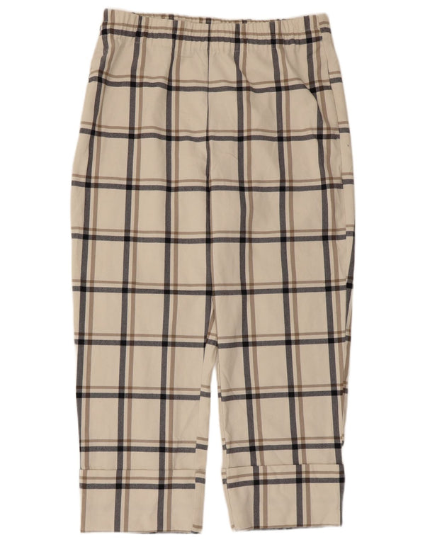 Женские укороченные брюки Zara XL W32 L24, белый полиэстер в клетку