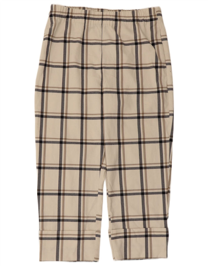 Женские укороченные брюки Zara XL W32 L24, белый полиэстер в клетку