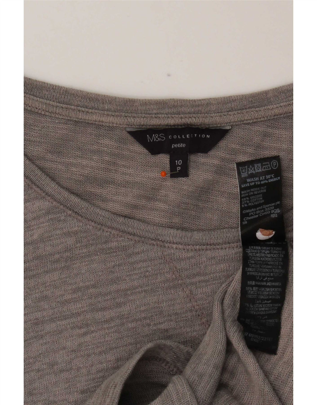 Женский топ Marks & Spencer с рукавом 3/4, Великобритания, 10 маленьких серых крапинок, вискоза