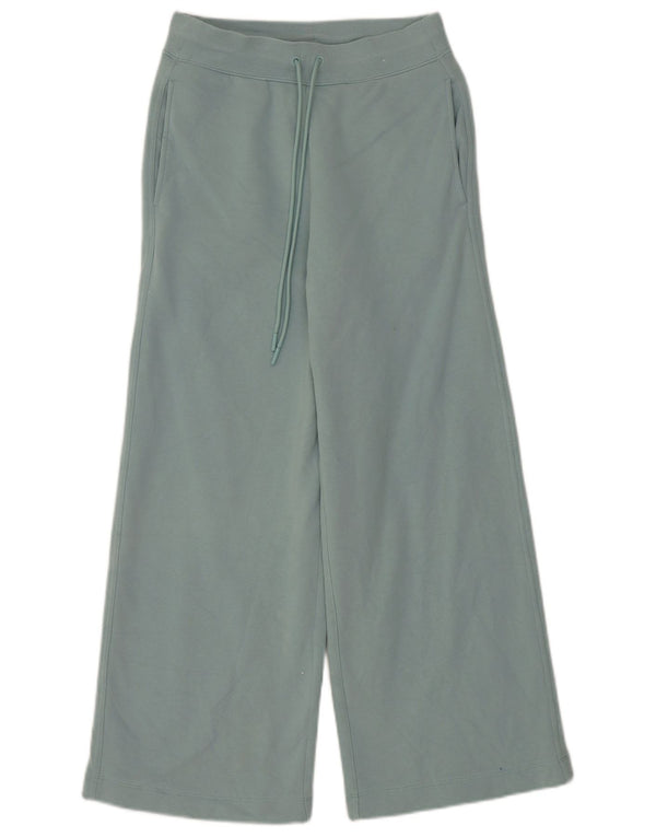 Marks & Spencer Womens Wide Leg Tracksuit Trousers UK 10 Small Blue Cotton