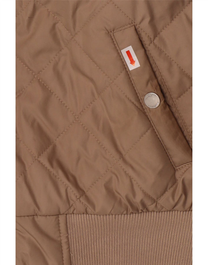 HOLLISTER Женская стеганая куртка с капюшоном UK 10, маленькая, бежевый, полиэстер