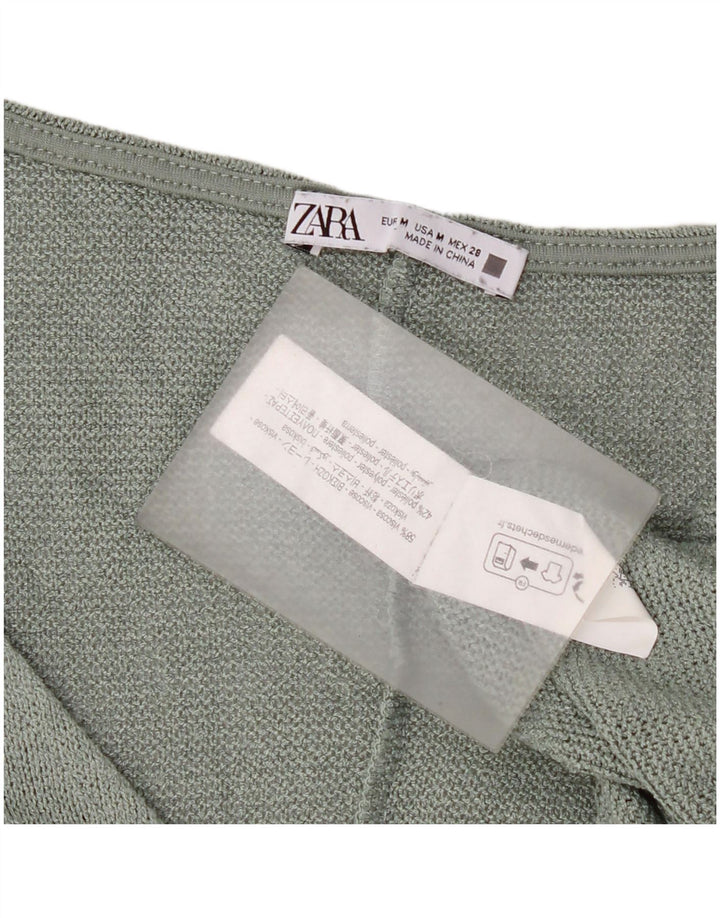 Женский укороченный вязаный укороченный топ оверсайз Zara UK 14, средний зеленый цвет из вискозы