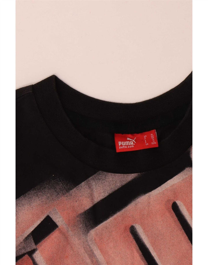 Футболка с рисунком Puma для мальчиков 13-14 лет, черная