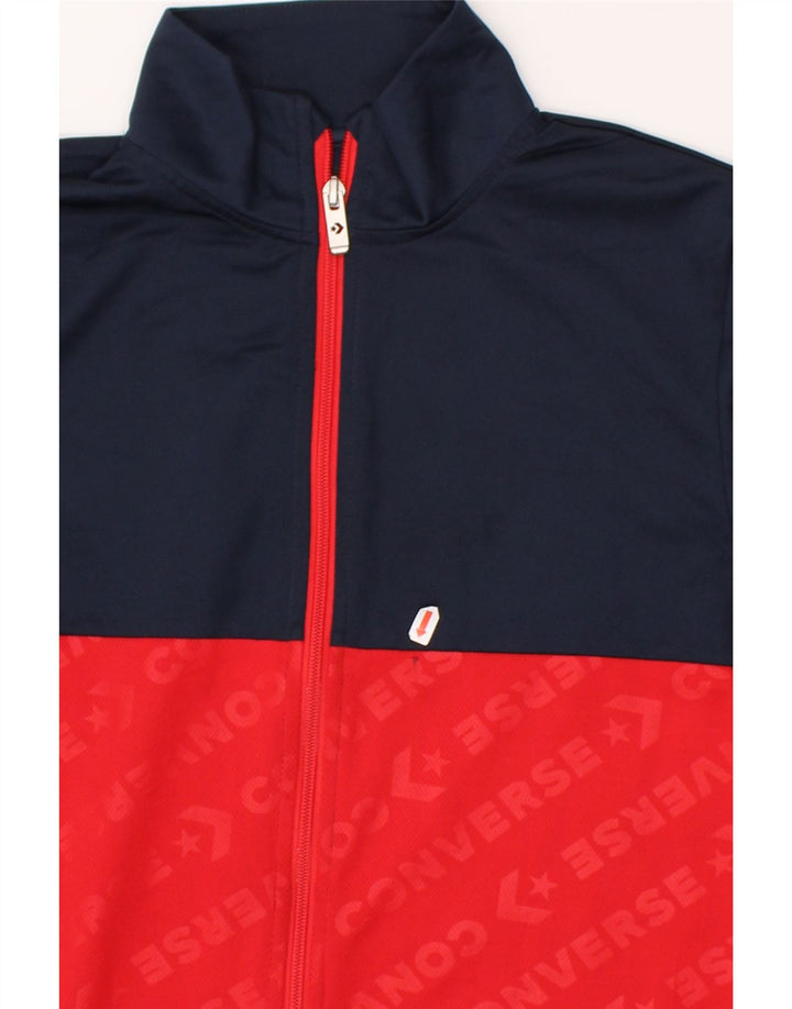 CONVERSE Boys Tracksuit Top Jacket 13-14 Years XL Navy Blue Colourblock Vintage Converse and Second-Hand Converse from Messina Hembry 