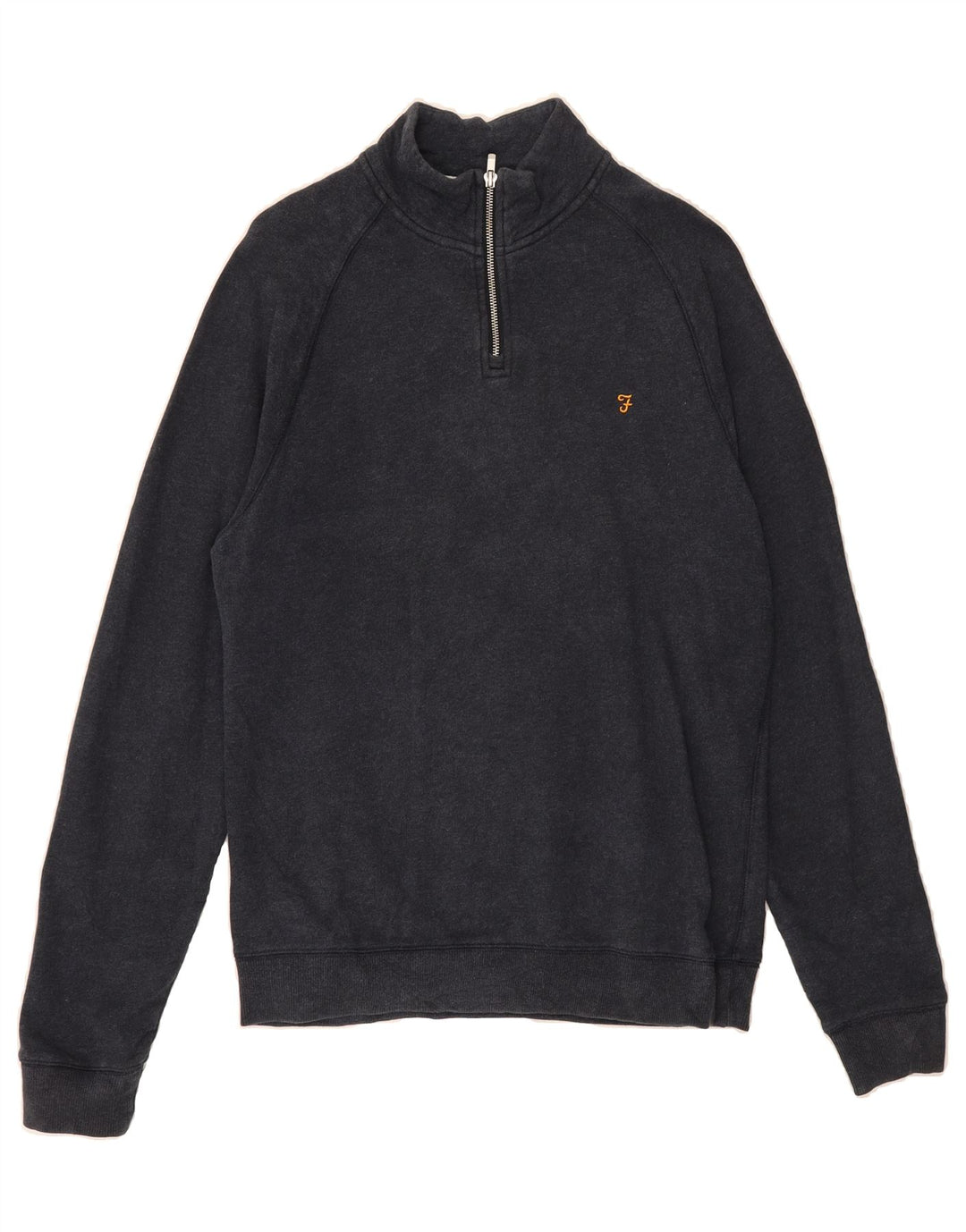 FARAH Mens Zip Neck Sweatshirt Jumper Medium Navy Blue Cotton Vintage Farah and Second-Hand Farah from Messina Hembry 