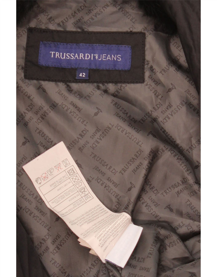 Trussardi Jeans Женская укороченная стеганая куртка IT 42 Средний Черный Полиэстер