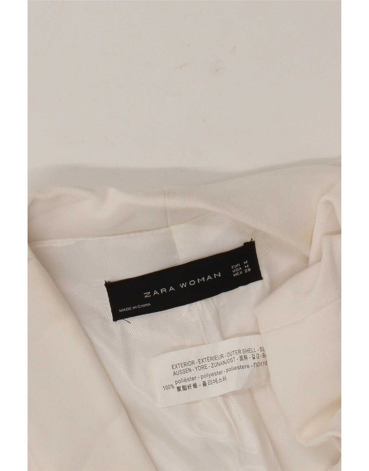 Женский пиджак с открытыми рукавами 3/4 Zara UK 14, средний белый полиэстер