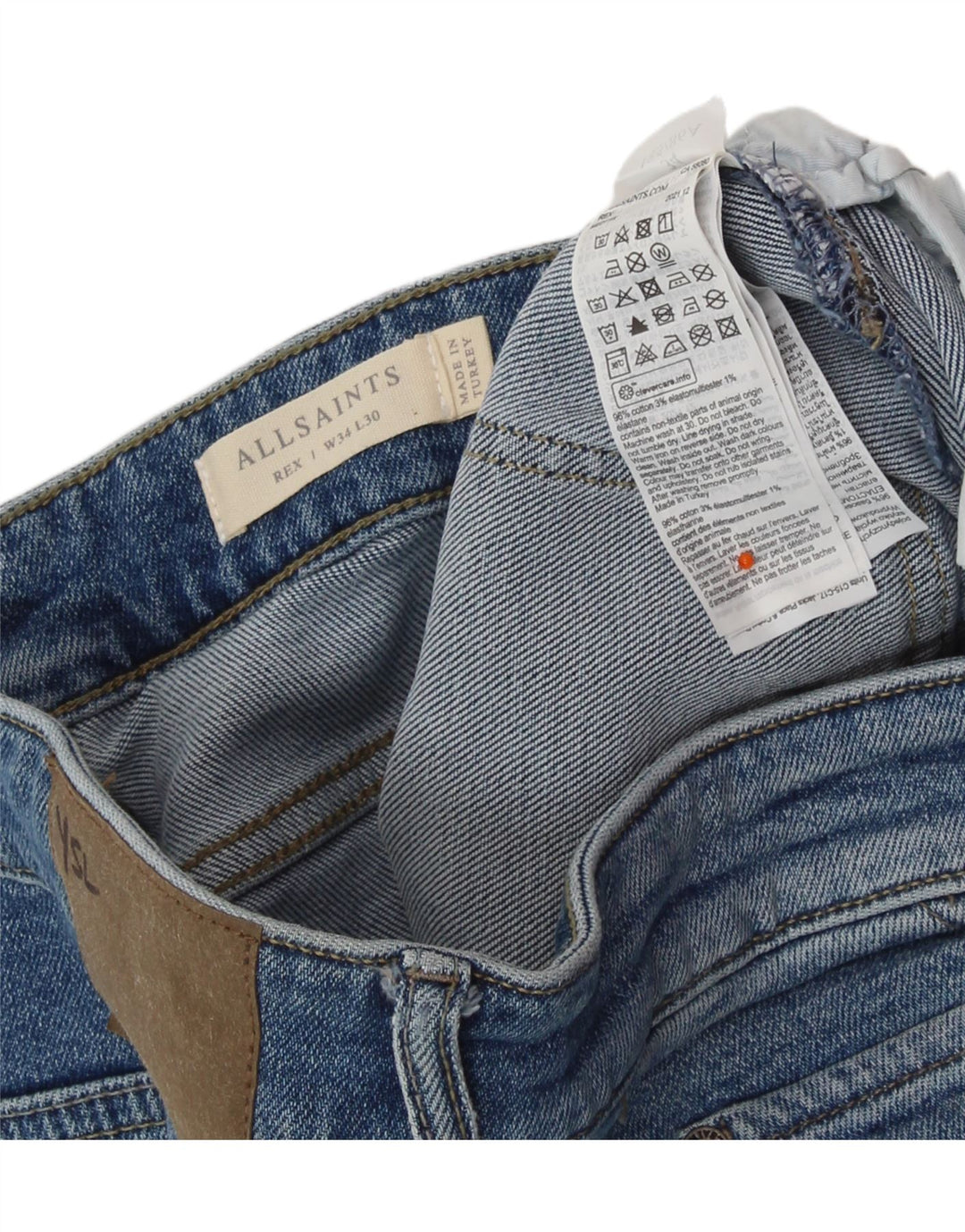 Мужские узкие джинсы ALL SAINTS W34 L30 синие, хлопок