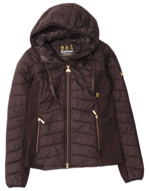 Женская стеганая куртка с капюшоном Barbour UK 10, маленькая, черная, полиамид