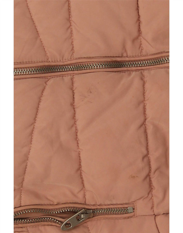Женская стеганая куртка Zara UK 12, полиэстер среднего розового цвета